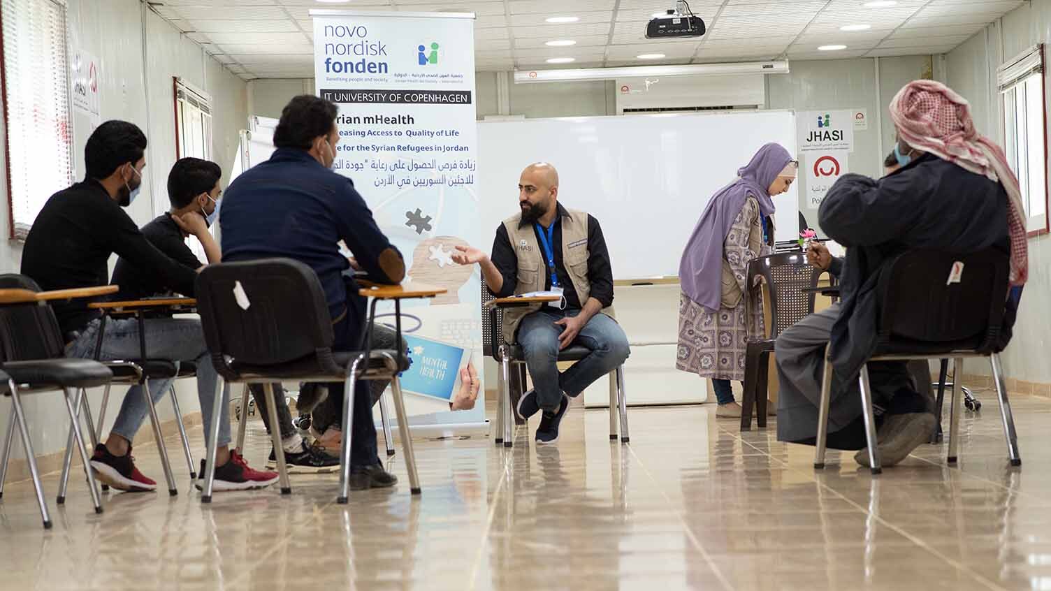 Group therapy as well as individual counselling and therapy at the Jhasi clinique in the Zaatari camp.